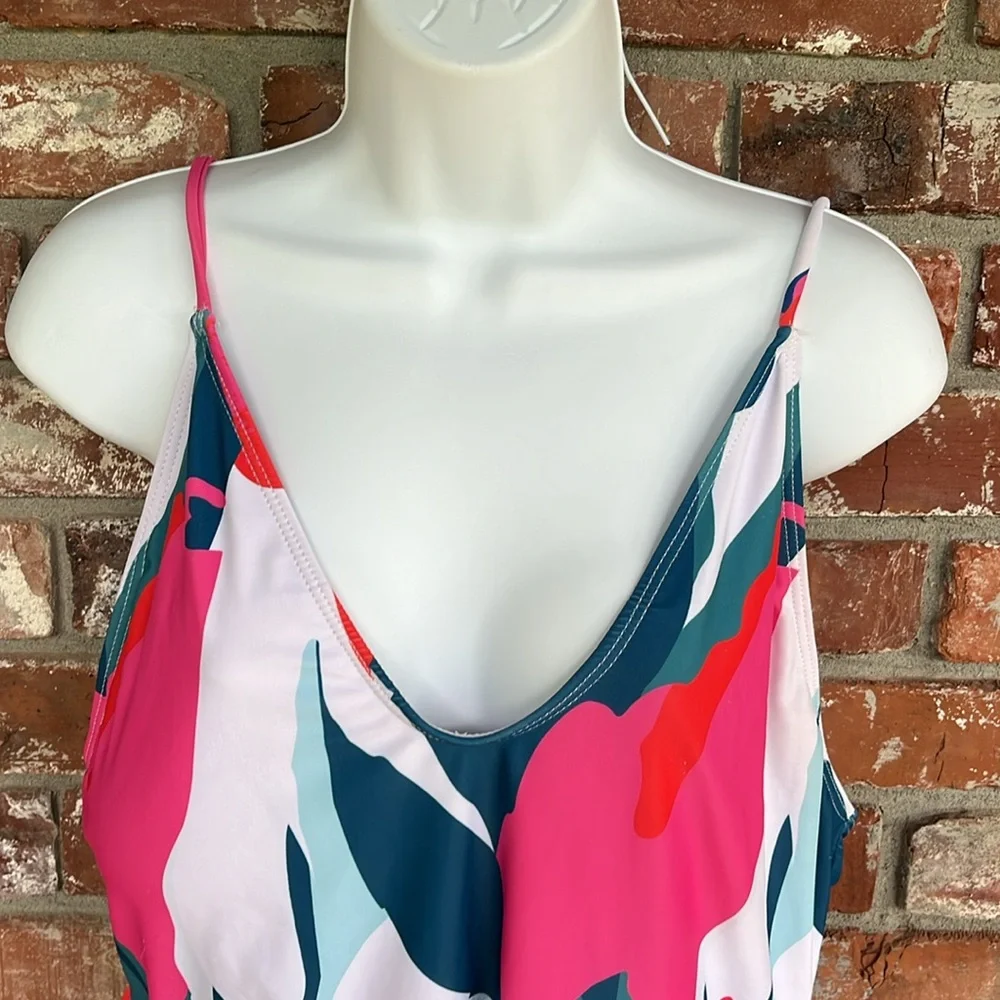 SHEIN Colorful Abstract Print One piece Swimsuit  size 1 XL - Picture 3 of 8